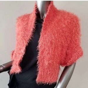 Fuzzy Coral Sweater Shrug